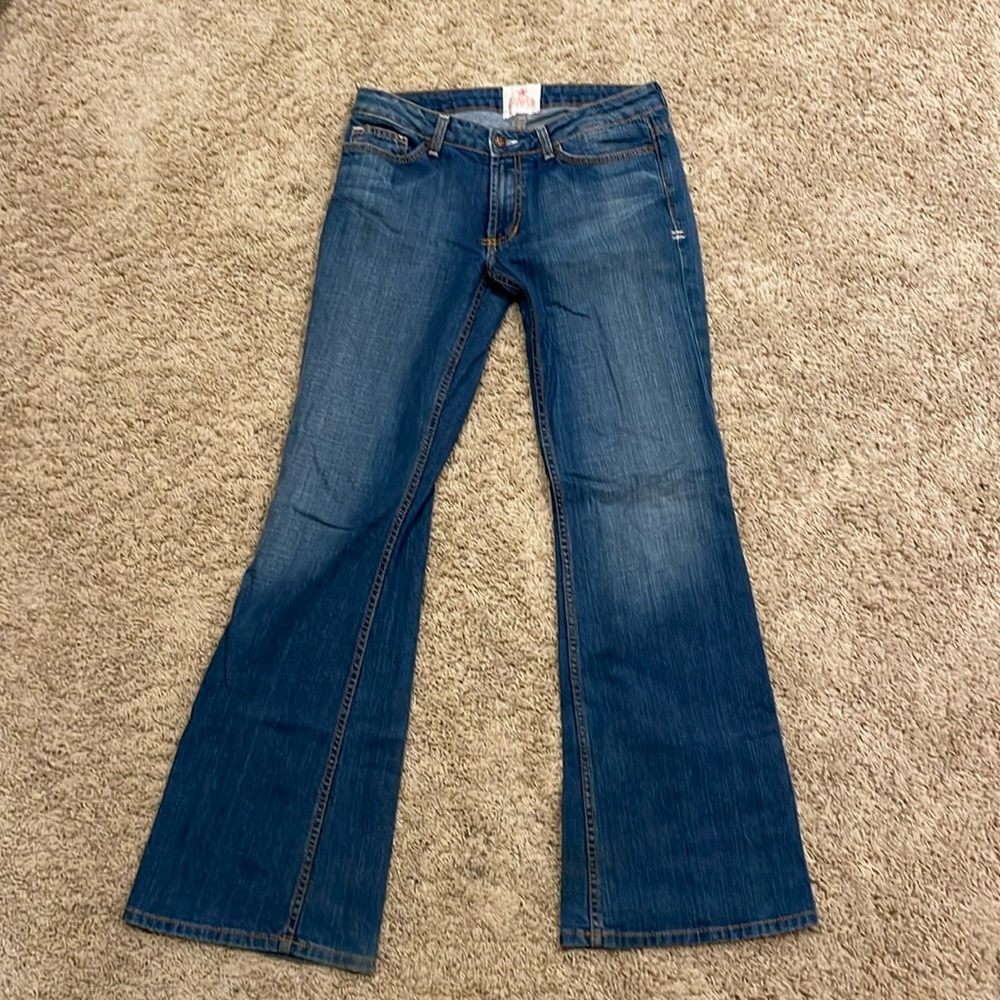 PEOPLE'S LIBERATION BELLA 21 stretchy low rise flare  star pockets jeans sz 30